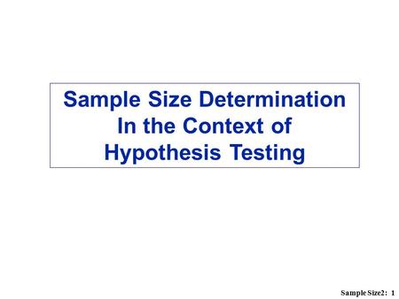 Sample Size Determination In the Context of Hypothesis Testing