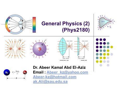 General Physics (2) (Phys2180) Dr. Abeer Kamal Abd El-Aziz