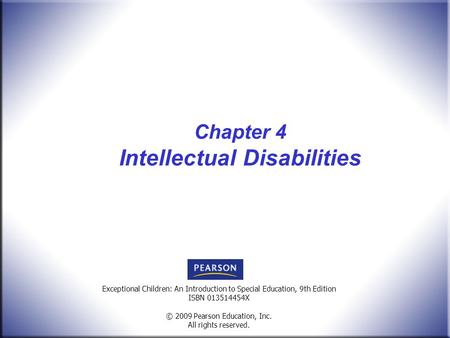 Chapter 4 Intellectual Disabilities