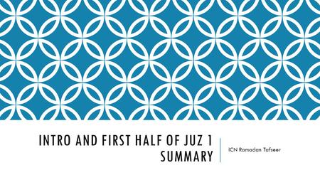 Intro and First half of Juz 1 Summary