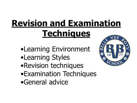 Revision and Examination Techniques