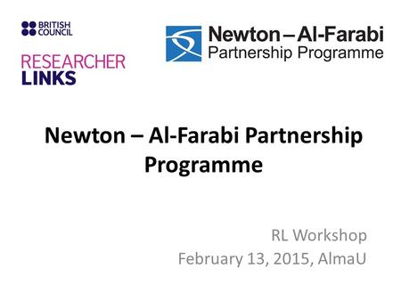 Newton – Al-Farabi Partnership Programme RL Workshop February 13, 2015, AlmaU.