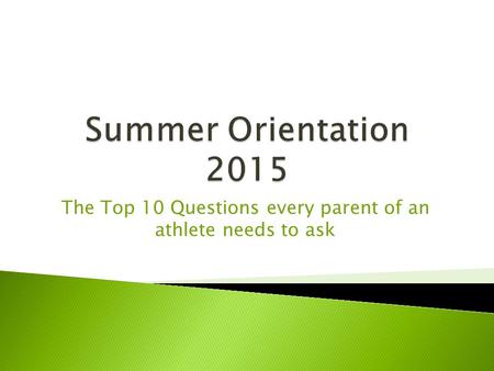 The Top 10 Questions every parent of an athlete needs to ask.