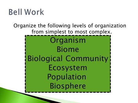 Bell Work Organism Biome Biological Community Ecosystem Population