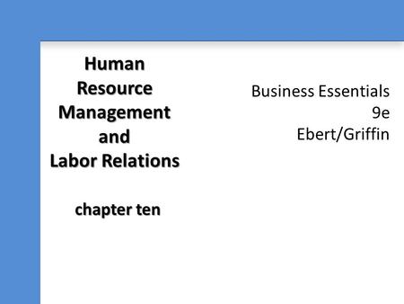 Human Resource Management and Labor Relations