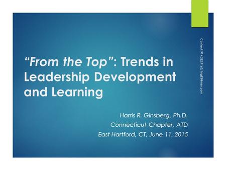 “From the Top”: Trends in Leadership Development and Learning