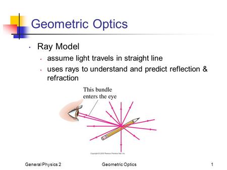 Geometric Optics Ray Model assume light travels in straight line