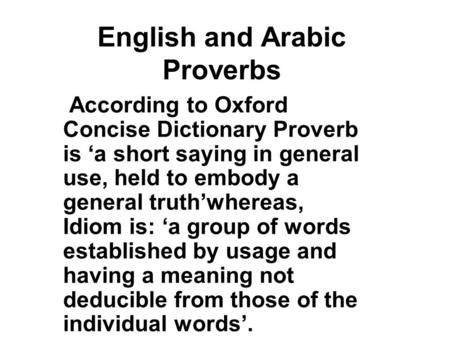English and Arabic Proverbs