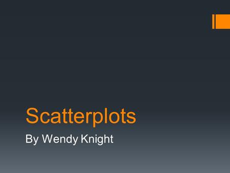 Scatterplots By Wendy Knight. Review of Scatterplots  Scatterplots – Show the relationship between 2 quantitative variables measured on the same individual.