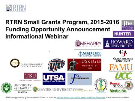 RTRN Small Grants Program, Funding Opportunity Announcement