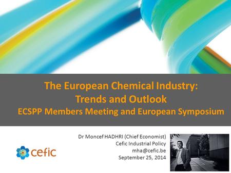 Dr Moncef HADHRI (Chief Economist) Cefic Industrial Policy September 25, 2014 The European Chemical Industry: Trends and Outlook ECSPP Members.