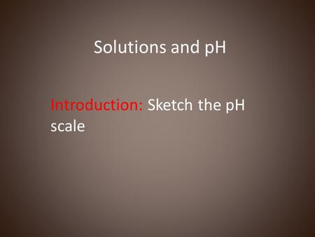 Introduction: Sketch the pH scale