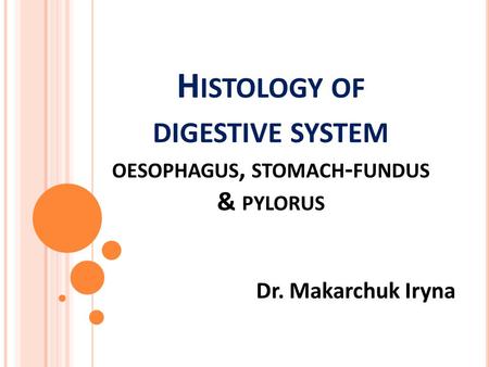 Histology of digestive system oesophagus, stomach-fundus & pylorus