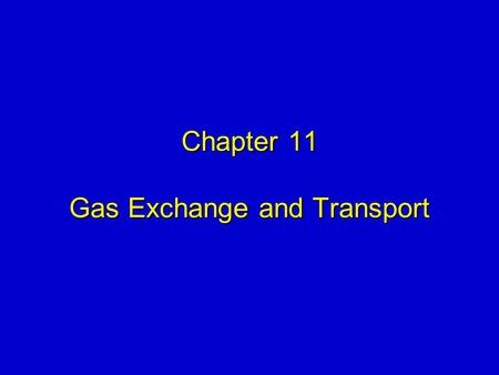 Chapter 11 Gas Exchange and Transport