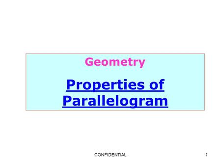 Properties of Parallelogram