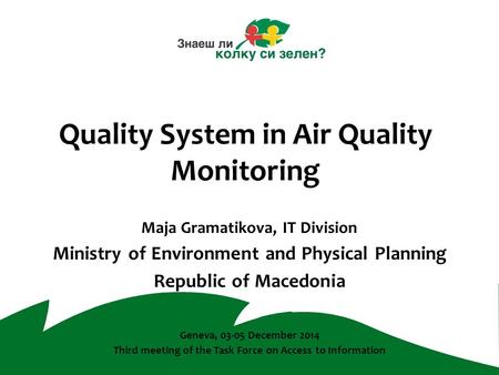 Quality System in Air Quality Monitoring