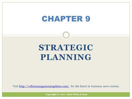 Strategic planning CHAPTER 9