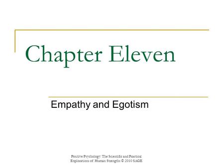 Chapter Eleven Empathy and Egotism