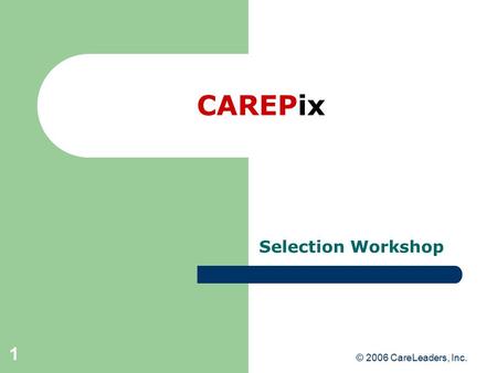 CAREPix Selection Workshop © 2006 CareLeaders, Inc.