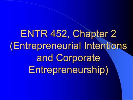 (Entrepreneurial Intentions