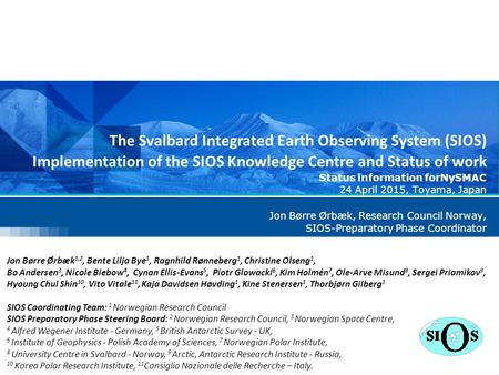 The Svalbard Integrated Earth Observing System (SIOS)