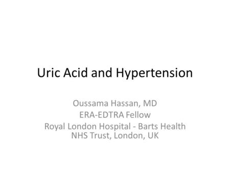 Uric Acid and Hypertension