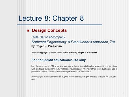 Lecture 8: Chapter 8 Design Concepts