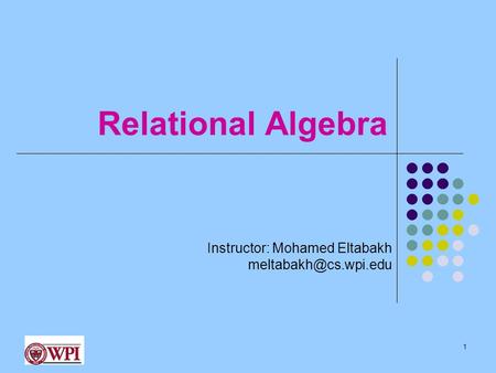 Instructor: Mohamed Eltabakh