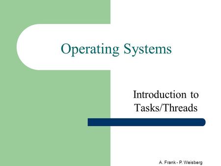 A. Frank - P. Weisberg Operating Systems Introduction to Tasks/Threads.