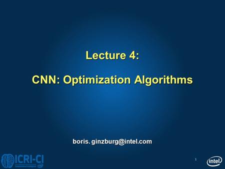 Lecture 4: CNN: Optimization Algorithms