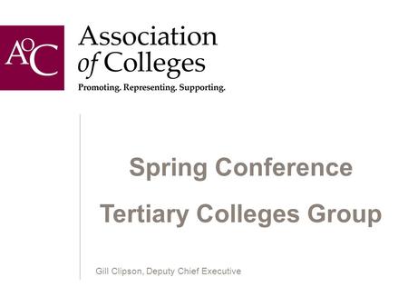 Spring Conference Tertiary Colleges Group Gill Clipson, Deputy Chief Executive.