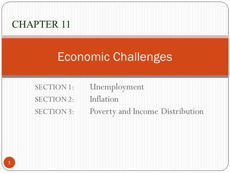 Economic Challenges CHAPTER 11 SECTION 1: Unemployment