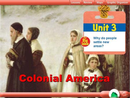 Colonial America Why do people settle new areas? Teacher Notes