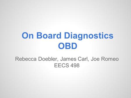 On Board Diagnostics OBD