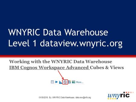 WNYRIC Data Warehouse Level 1 dataview.wnyric.org Working with the WNYRIC Data Warehouse IBM Cognos Workspace Advanced Cubes & Views 01/09/2015 By: WNYRIC.