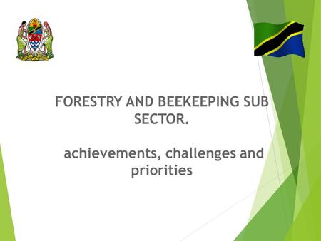 FORESTRY AND BEEKEEPING SUB SECTOR. achievements, challenges and priorities.
