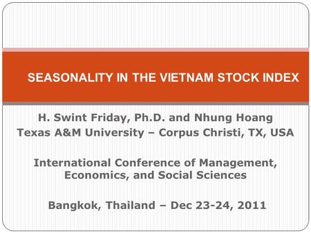 SEASONALITY in the Vietnam Stock Index
