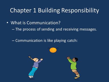 Chapter 1 Building Responsibility What is Communication? – The process of sending and receiving messages. – Communication is like playing catch: