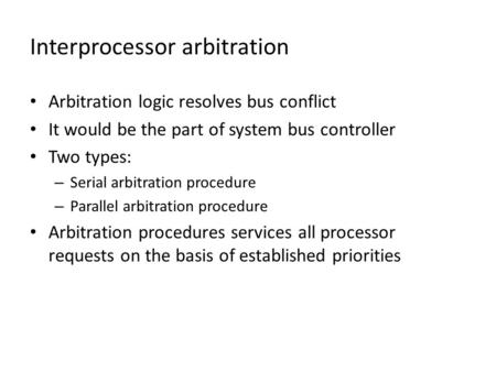 Interprocessor arbitration