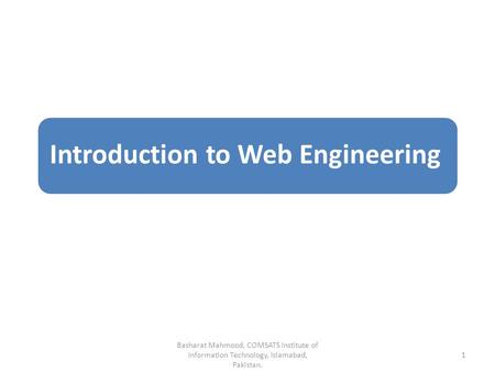 Introduction to Web Engineering