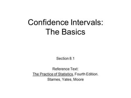 Confidence Intervals: The Basics