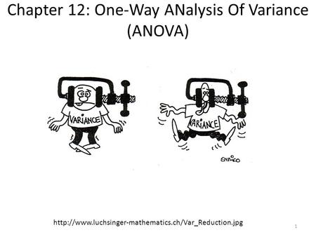 Chapter 12: One-Way ANalysis Of Variance (ANOVA)  1.