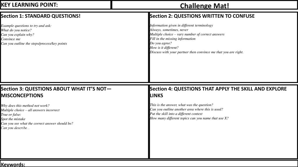 Challenge Mat Key Learning Point Section 1 Standard Questions Ppt Download