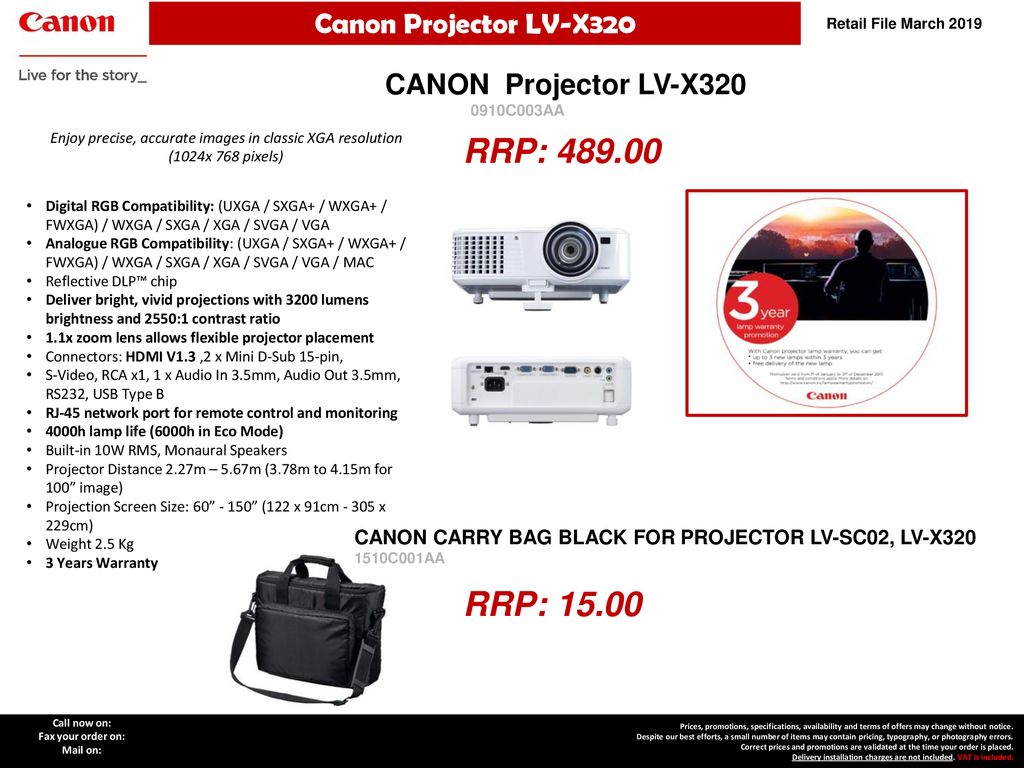 RRP: RRP: Canon Projector LV-X320 CANON Projector LV-X ppt download