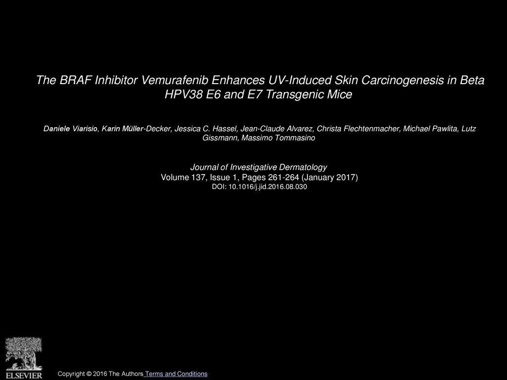 The BRAF Inhibitor Vemurafenib Enhances UV-Induced Skin Carcinogenesis in  Beta HPV38 E6 and E7 Transgenic Mice Daniele Viarisio, Karin Müller-Decker,  - ppt download