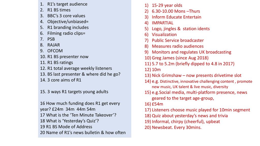 R1's target audience R1 BS times BBC's 3 core values - ppt download