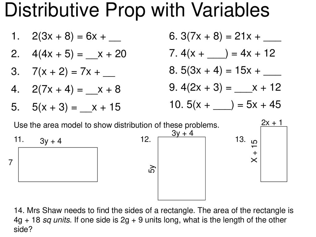 Distributive Prop with Variables - ppt download