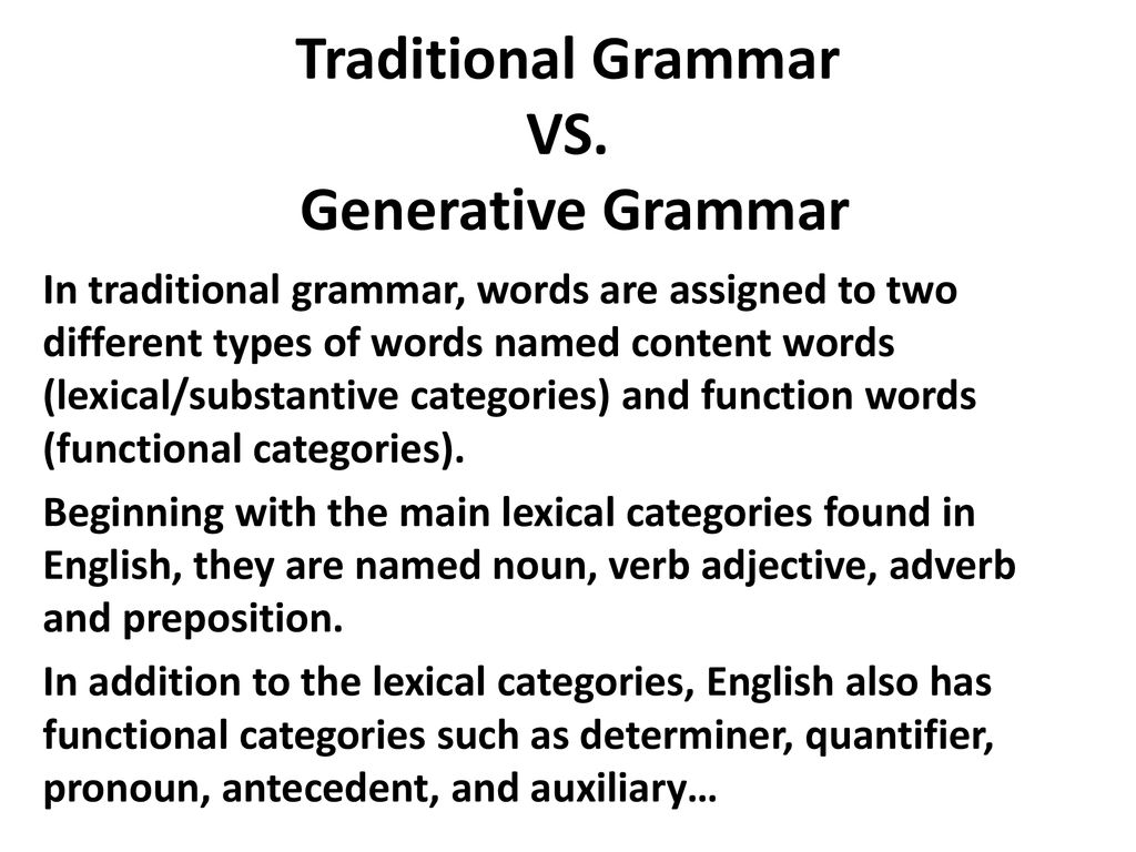 Grammar VS. Generative Grammar - ppt download