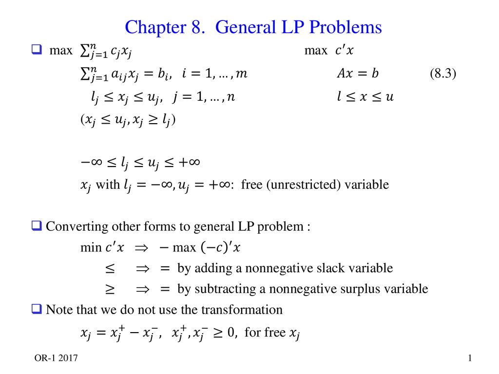 Chapter 8 General Lp Problems Ppt Download