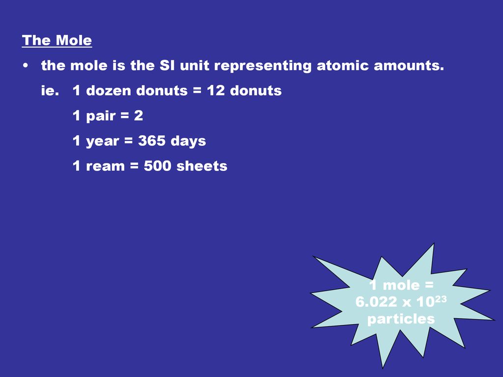 The Mole The Mole Is The Si Unit Representing Atomic Amounts Ppt Download